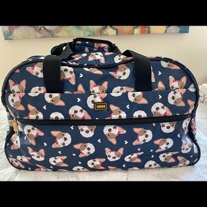 Cute French Bulldog/Boston Terrier Wheeled Weekender Duffel Bag